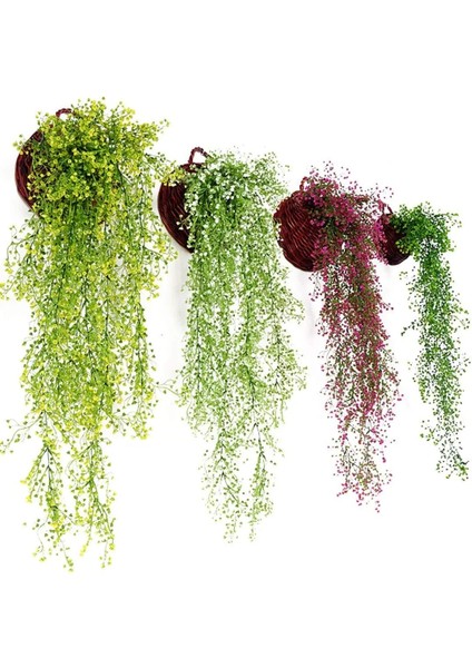 2pcs Mor 80 cm 2ADET 85 cm Simülasyon Çiçek Plastik Hasır Yapay Bitki Duvar Çelengi Bitki Ipek Çiçek Rattan Bahçe Düğün Ev Dekorasyonu (Yurt Dışından)