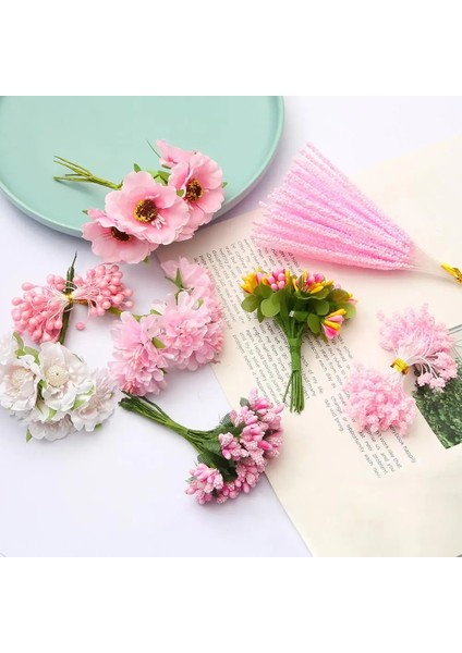 Stil 20 6/10/12/60/70/90/144 Adet Pembe Karışık Hibrid Çiçek Kiraz Ercik Meyveleri Paketi Dıy Kek Noel Düğün Hediye Kutusu Çelenkler Dekor (Yurt Dışından) indirimleri