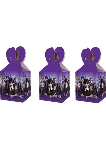 6 Adet Şeker Kutusu Film Çarşamba Addams Patlamış Mısır Kutuları Doğum Günü Partisi Dekorasyon Sofra Banner Balon Zemin Bebek Duş Parti Malzemeleri (Yurt Dışından)