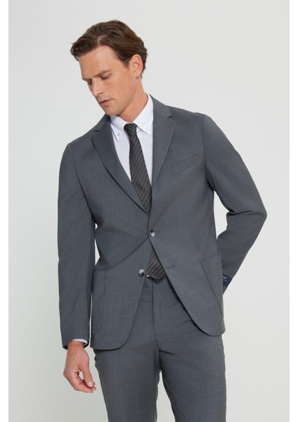 Slim Fit Dar Kesim Mono Yaka %100 Yün Takım Elbise