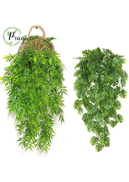 Fern Yapay Asılı Bitkiler Asılı Bambu Yaprakları Asma Kaplumbağa Yaprağı Bitki Şanslı Bambu Noel Sonbahar Parti Ev Duvar Dekorasyonu (Yurt Dışından)