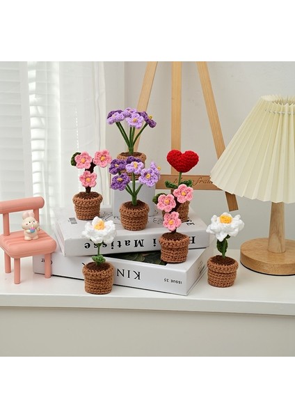 S7 Gardenya El Yapımı Tığ Işi Çiçekler Ayçiçeği Örme Çiçek Masası Süslemeleri Dekoratif Saksılar Öğretmenler Günü Hediyesi 책상 꾸미기 (Yurt Dışından)