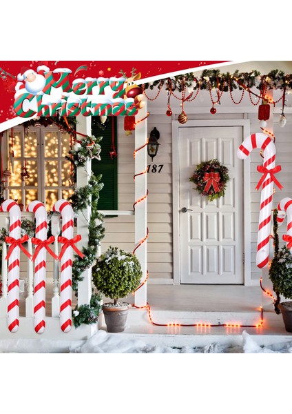 Santa 90 cm Şişme Noel Şekerleri Şişme Şeker Çubukları Noel Için Kapalı Açık Dekorasyon 2023 Yeni Yıl Partisi Iyilik (Yurt Dışından)