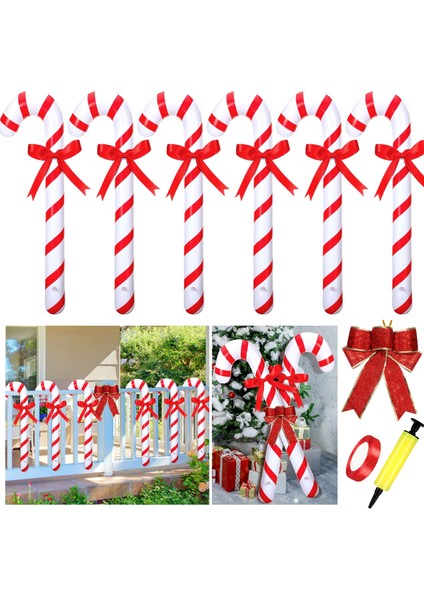 Santa 90 cm Şişme Noel Şekerleri Şişme Şeker Çubukları Noel Için Kapalı Açık Dekorasyon 2023 Yeni Yıl Partisi Iyilik (Yurt Dışından)