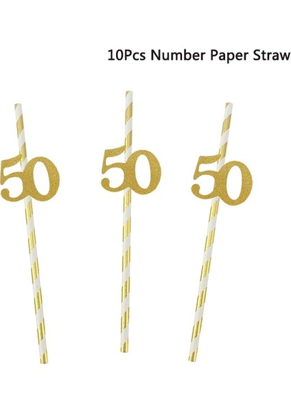 Altın 50 Chicinlife 10 Adet Kağıt Saman Numarası 30 40 50 60 Içecek Saman Doğum Günü/evlilik Yıldönümü Doğum Günü Partisi Dekorasyon (Yurt Dışından)