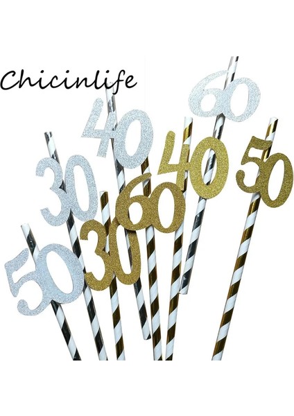 Altın 50 Chicinlife 10 Adet Kağıt Saman Numarası 30 40 50 60 Içecek Saman Doğum Günü/evlilik Yıldönümü Doğum Günü Partisi Dekorasyon (Yurt Dışından) modelleri