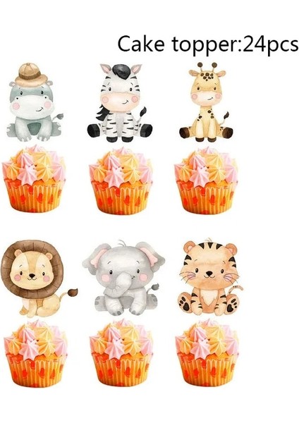 Kek TOPPER-24PCS Masa Örtüsü Süslemeleri 180*108 cm Jungle Safari Tema Parti Malzemeleri Tek Kullanımlık Masa Örtüsü Bebek Duş Çocuk Doğum Günü Partisi Iyilik (Yurt Dışından)