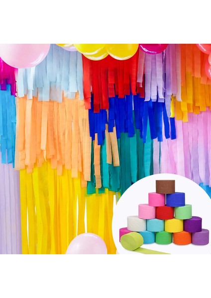 Derin MOR25 Renk Krep Kağıt Çelenk Dükkanı Düğün Ziyafet Doğum Günü Partisi Pencere Arka Plan Duvar Anaokulu Sınıf Dekorasyonu (Yurt Dışından) fırsatları