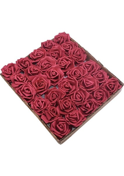 Bordo 25 Adet 8 cm Yapay Çiçekler Güller 25/30/20/10 Adet Gerçek Sahte Güller Düğün Için Kök ile Dıy Buketleri Ev Yapay Çiçek Dekorasyon (Yurt Dışından)