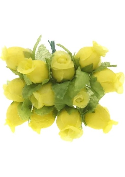 Sarı 12 Adet 2 cm Mini Ipek Gül Çiçek Başları Yapay Çiçekler Buket Düğün Ev Dekorasyon Çelenk Dıy Şeker Kutusu Aksesuarları (Yurt Dışından)