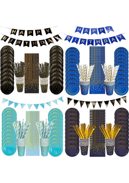1 Adet 137X274CM Resim Olarak Mavi Altın Nokta Tek Kullanımlık Sofra Seti Lacivert Kağıt Tabak Bardaklar Payet Afiş Düğün Doğum Günü Bebek Duş Parti Süslemeleri (Yurt Dışından)