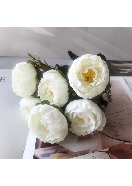 27 2022 Güzel Gül Şakayık Yapay Ipek Çiçekler Küçük Buket Flores Ev Partisi Bahar Düğün Dekorasyon Sahte Çiçek (Yurt Dışından)