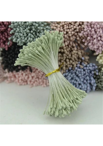 Floresan Yeşil 400 Adet 1mm Retro Mat Çift Kafaları Mini Çiçek Ercik Pistil Düğün Dekorasyon Dıy Sahte Noel Scrapbooking Hediye Kutusu Zanaat (Yurt Dışından)