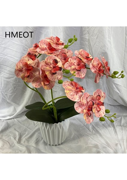Açık Sarı 2 Şube Orkide Yaprak Yapay Çiçek Phalaenopsis Sahte Saksı Bitki Düğün Çiçek Aranjmanı Sahne Ev Iç Dekor (Yurt Dışından)