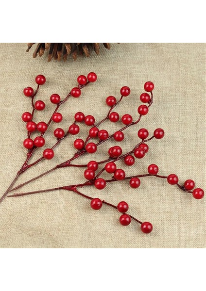 20-26 cm Kırmızı Berry Buket Yapay Suni Çam Kozalağı Çiçek Şube Noel Ağacı Dekorasyon Düğün Parti Dekor Şenlikli Malzemeleri (Yurt Dışından) modelleri
