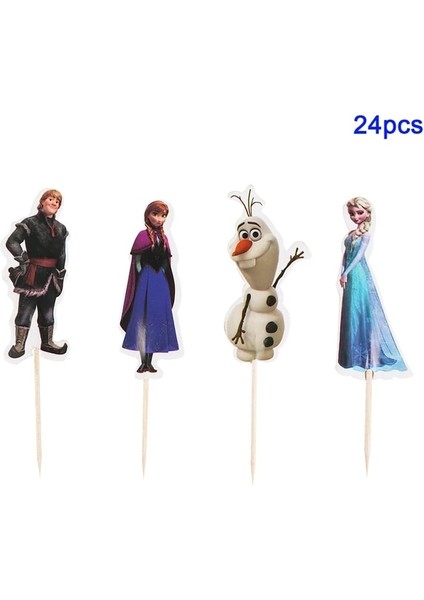 Kürdan FLAG-24PCS Disney Dondurulmuş Tema Parti Elsa Prenses Tek Kullanımlık Sofra Hediye Çantası Kağıt Bardak Tabaklar Kaşık Bebek Duş Dekorasyon Malzemeleri (Yurt Dışından)