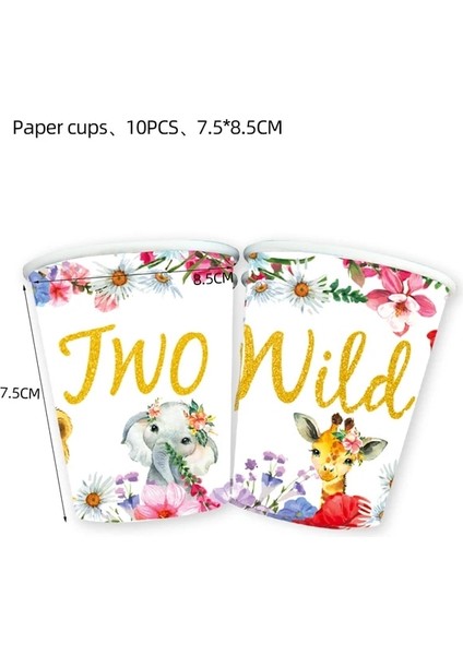 CUP-10PCS Pembe Vahşi Iki Kız 2st Doğum Günü Partisi Masa Örtüsü Dekorasyon Safari Orman Tema Bebek Duş Malzemeleri Için Tek Kullanımlık Masa Örtüsü (Yurt Dışından)