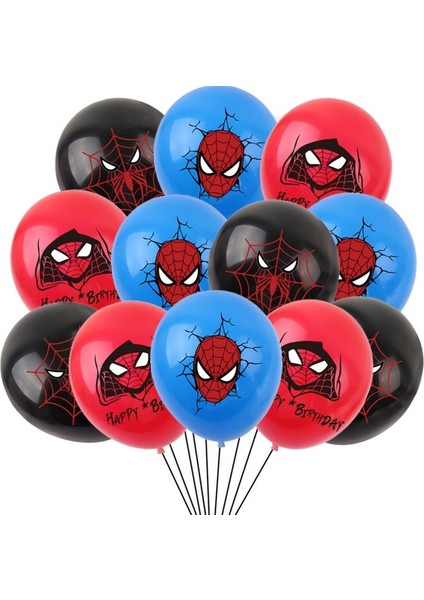 Balonlar-12 Adet Karikatür Süper Kahraman Örümcek Adam Masa Örtüsü Çocuk Iyilik Doğum Günü Paketi Olay Parti Bardakları Tabaklar Bebek Duş Tek Kullanımlık Sofra Setleri (Yurt Dışından)