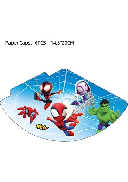 Hats-6pcs Spidey ve Onun Inanılmaz Arkadaşları Parti Dekorasyon Malzemeleri Kağıt Tabak Masa Örtüsü Örümcek Adam Tema Bebek Duş Balonları Çocuklar Iyilik (Yurt Dışından)