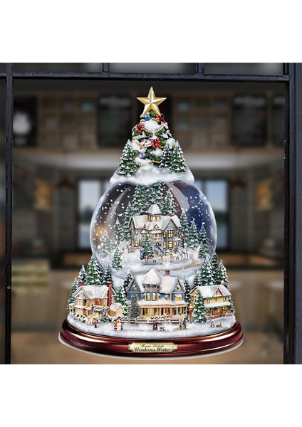 Resim Olarak 20 x 30 cm Noel Ağacı Pencere Çıkartmaları Dönen Heykel Tren Dekorasyon Noel Süslemeleri Kış Ev Mobilyaları 2023 Navidad (Yurt Dışından)