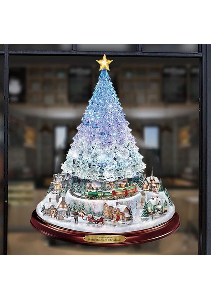 Resim Olarak 20 x 30 cm Noel Ağacı Pencere Çıkartmaları Dönen Heykel Tren Dekorasyon Noel Süslemeleri Kış Ev Mobilyaları 2023 Navidad (Yurt Dışından)
