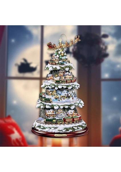 Resim Olarak 20 x 30 cm Noel Ağacı Pencere Çıkartmaları Dönen Heykel Tren Dekorasyon Noel Süslemeleri Kış Ev Mobilyaları 2023 Navidad (Yurt Dışından)