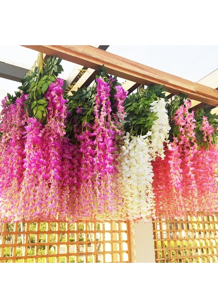 Jmzt-Zi Hong Se Simüle Wisteria Tavan Sahte Çiçek Rattan Kapalı Düğün Dekorasyon Plastik Fasulye Çiçek Menekşe Asılı Asma (Yurt Dışından) fiyatları