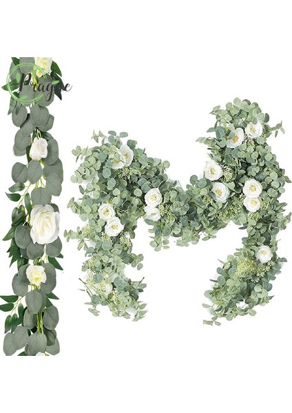 Söğüt Vines ile 2 Mbeyaz Yapay Ipek Sahte Çiçekler Çelenk Şakayık Okaliptüs Bitkiler Asma Düğün Ev Partisi Bahçe Zanaat Kemer Dekor Için Asılı (Yurt Dışından)