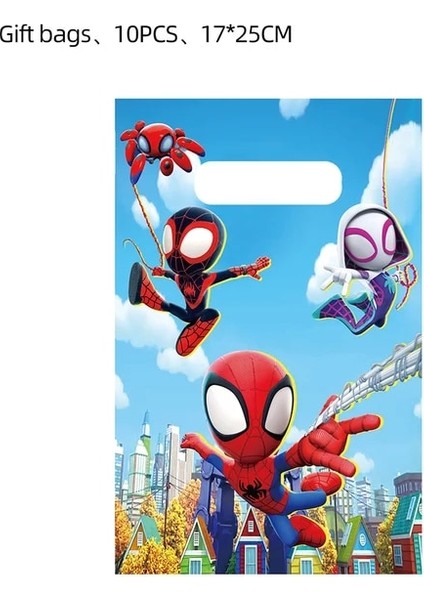 Hediye ÇANTASI-A10PCS Spidey ve Onun Inanılmaz Arkadaşları Parti Dekorasyon Malzemeleri Kağıt Tabak Masa Örtüsü Örümcek Adam Tema Bebek Duş Balonları Çocuk Şekeri (Yurt Dışından)