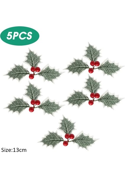 Kırmızı Yapraklar (5 Adet) 2 M Noel Yapay Holly Yaprakları Asma Çelenk Kırmızı Meyveler Sarmaşık Asma Noel Ağacı Rattan Çelenk Asılı Süsler Ev Dekorasyon (Yurt Dışından)