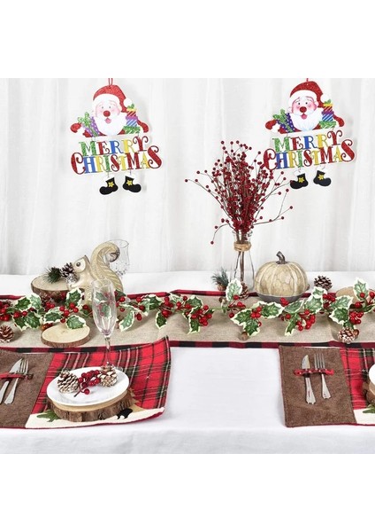 Kırmızı Yapraklar (5 Adet) 2 M Noel Yapay Holly Yaprakları Asma Çelenk Kırmızı Meyveler Sarmaşık Asma Noel Ağacı Rattan Çelenk Asılı Süsler Ev Dekorasyon (Yurt Dışından) modelleri