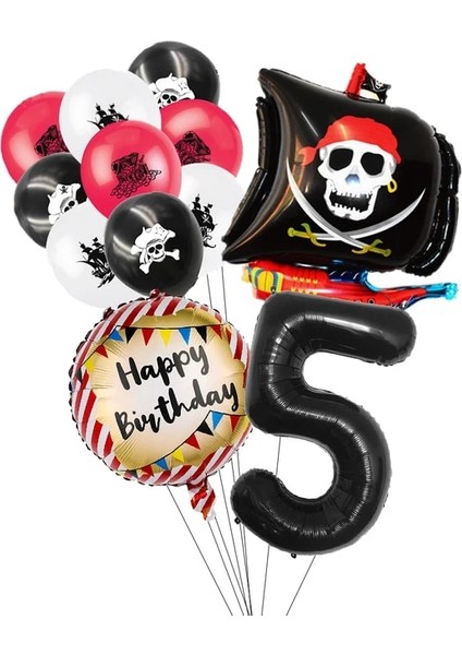 13 Adet Set 5 Korsan Gemisi Doğum Günü Partisi Malzemeleri Kafatası Numarası Balon Tabaklar Peçeteler Bebek Duş Parti Iyilik Banner Kek Süslemeleri Çocuklar (Yurt Dışından)