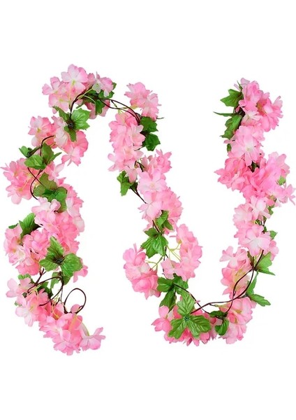 B03 Pembe Asma 2.3 M Çiçek Çelenk Yapay Çiçek Dize Yaprakları ile Ipek Sakura Kiraz Çiçeği Sarmaşık Asma Ev Bahçe Düğün Kemer Dekor Için (Yurt Dışından)