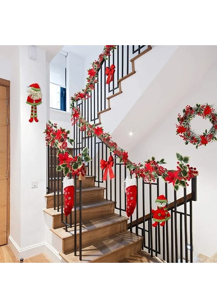 Kırmızı Yapraklar (5 Adet) 2 M Noel Yapay Holly Yaprakları Asma Çelenk Kırmızı Meyveler Sarmaşık Asma Noel Ağacı Rattan Çelenk Asılı Süsler Ev Dekorasyon (Yurt Dışından) indirimleri
