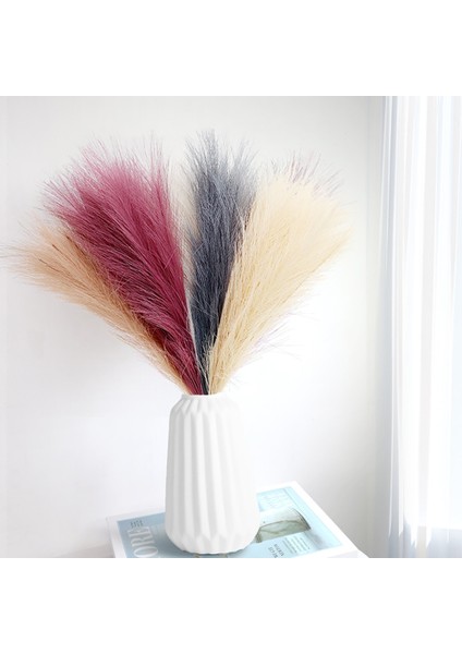 Pembe 1pc 1/5/10/20PCS 55 cm Mini Sahte Pampas Çim Yapay Görkemli Çim Vazo Dolgu Çiçek Ev Oturma Odası Mutfak Düğün Boho Dekor (Yurt Dışından)