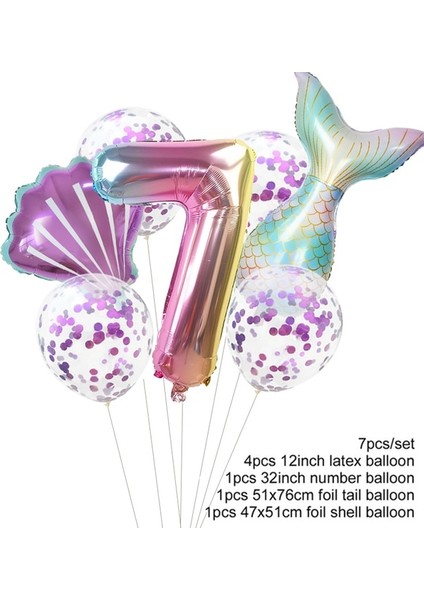 Numarası Balon 7 Denizkızı Tema Parti Tek Kullanımlık Sofra Kağıt Tabaklar Bardak Masa Örtüsü Masa Örtüsü Çocuklar Denizkızı Doğum Günü Partisi Dekorasyon Malzemeleri (Yurt Dışından)