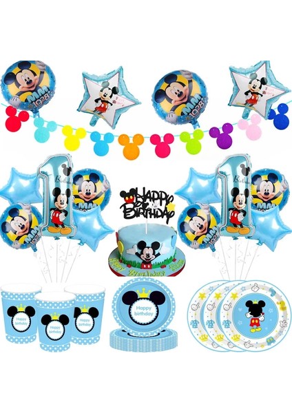Banner Disney Mickey Mouse Tek Kullanımlık Sofra Parti Süslemeleri Bardak Peçeteler Tabaklar Payet Dekor Bebek Duş Doğum Günü Partisi Malzemeleri (Yurt Dışından) fiyatları