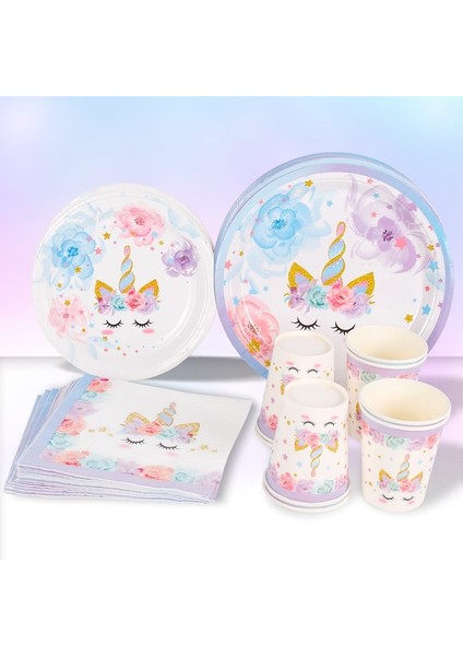 1 Adet Kek Topper Unicorn Doğum Günü Partisi Dekorasyon Unicorn Sofra Kağıt Tabaklar Bardak Peçeteler Oyuncaklar Çocuklar Için Doğum Günü Partisi Bebek Duş Kız (Yurt Dışından)