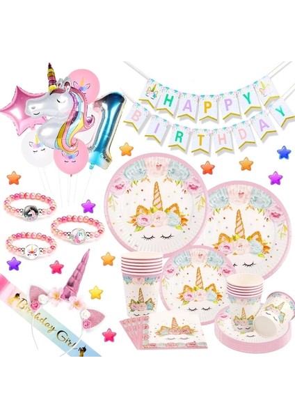 1 Adet Kek Topper Unicorn Doğum Günü Partisi Dekorasyon Unicorn Sofra Kağıt Tabaklar Bardak Peçeteler Oyuncaklar Çocuklar Için Doğum Günü Partisi Bebek Duş Kız (Yurt Dışından)