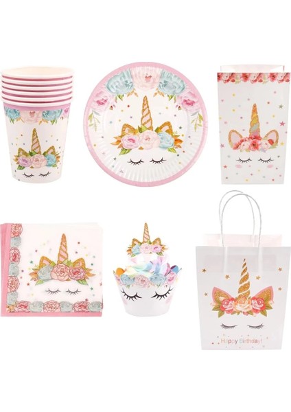 1 Adet Kek Topper Unicorn Doğum Günü Partisi Dekorasyon Unicorn Sofra Kağıt Tabaklar Bardak Peçeteler Oyuncaklar Çocuklar Için Doğum Günü Partisi Bebek Duş Kız (Yurt Dışından)