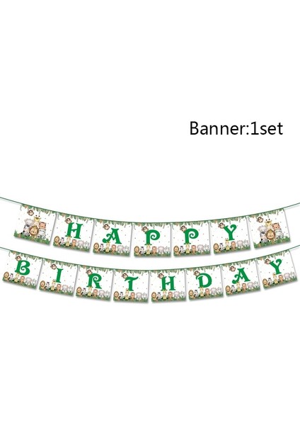 Banner-1set Masa Örtüsü Süslemeleri 180*108 cm Orman Safari Tema Parti Malzemeleri Tek Kullanımlık Masa Örtüsü Bebek Duş Çocuk Doğum Günü Partisi Iyilik (Yurt Dışından)