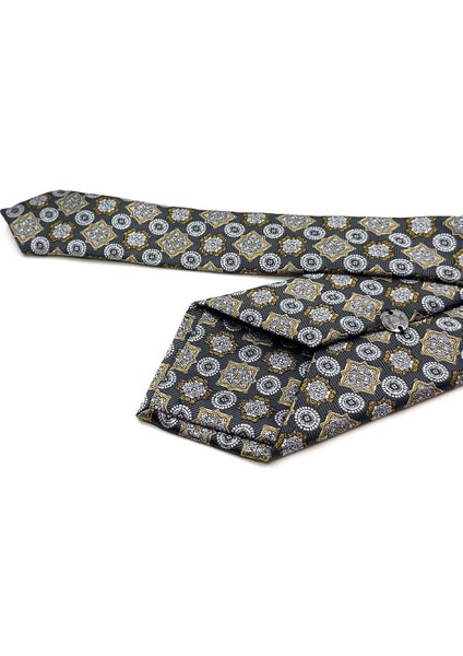 Gri Motif Desen Mendilli Klasik Kravat KK12971 modelleri