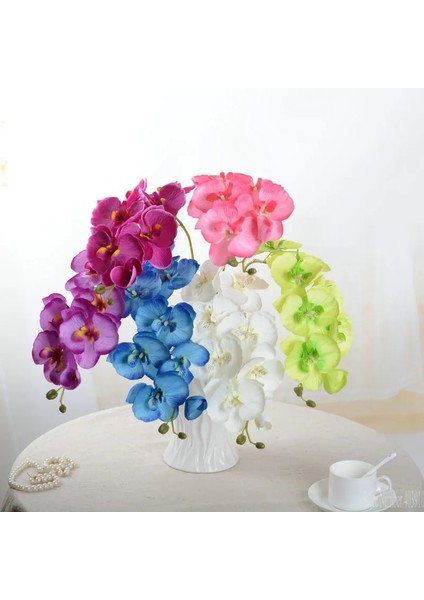 H Yapay Kelebek Beyaz Orkide Çiçek Ipek + Plastik Güve Phalaenopsis Düğün Ev Dıy Dekorasyon Için Sahte Çiçekler (Yurt Dışından)