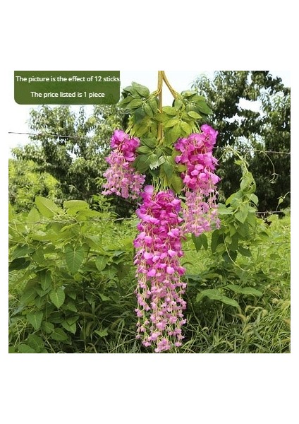 Ckzt-Zi Hong Se Simüle Wisteria Tavan Sahte Çiçek Rattan Kapalı Düğün Dekorasyon Plastik Fasulye Çiçek Menekşe Asılı Asma (Yurt Dışından)