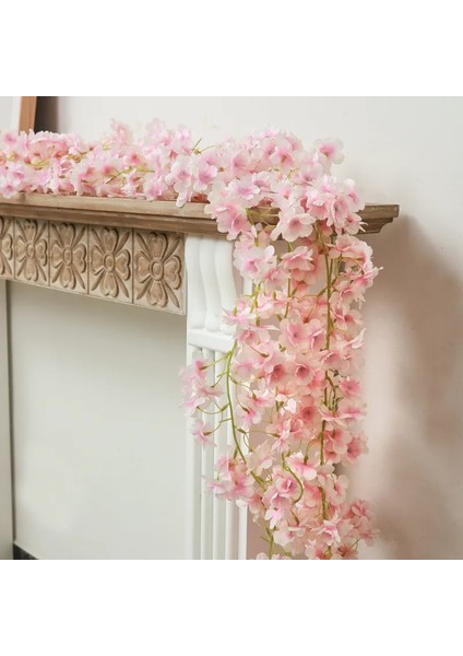 Gül Kırmızı 180 cm Yapay Sakura Çiçek Asma Düğün Arch Ev Noel Partisi Şömine Dekorasyon Ipek Kiraz Çiçeği Duvar Asmak Çelenk (Yurt Dışından) fiyatları