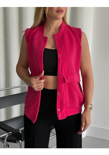 Buketli Kadın Kapitone Çıt Çıtlı Yelekli Kontras Renk Pantolonlu Alt - Üst Ikili Takım modelleri