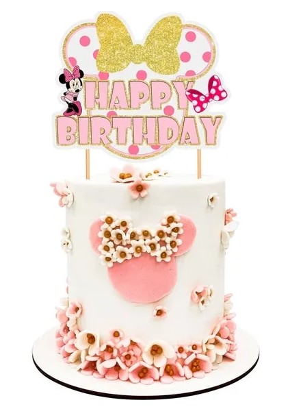 Topper-1pack Yeni Disney Pembe Minnie Mouse 1st Doğum Günü Partisi Tek Kullanımlık Sofra Dekorasyon Bebek Kızların Favori Parti Dekorasyon Serisi (Yurt Dışından)