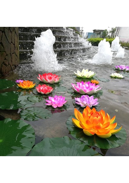 C-10 cm 10/18 cm Yüzen Lotus Yapay Çiçek Gerçekçi Nilüfer Mikro Peyzaj Düğün Gölet Bahçe Ev Sahte Lotus Bitki Dekor Için (Yurt Dışından)