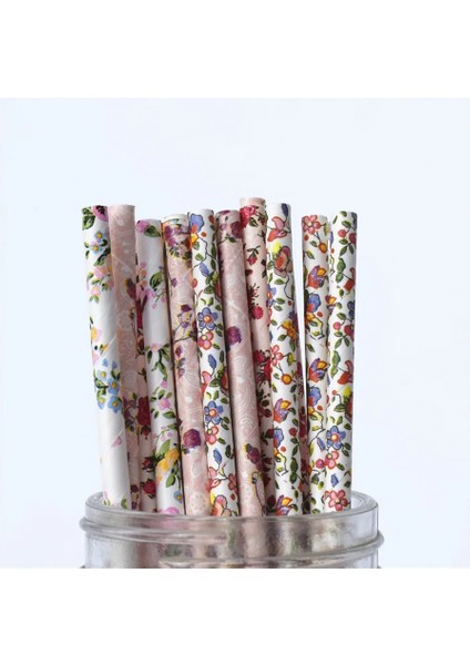 Ananas 25 Adet 25/50/100 Adet Romantik Kağıt Pipetler Biyobozunur Vintage Retro Çiçek Içme Kağıt Pipetler Noel Dekorasyon Düğün Etkinlikleri (Yurt Dışından) fırsatları