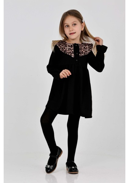 Kız Çocuk Yaka Desenli Bürümcük Elbise 12190 modelleri